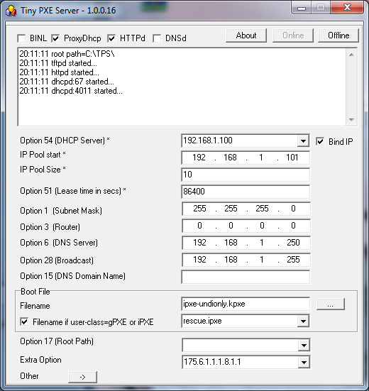 Screenshot of Tiny PXE Server